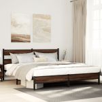 Cadru de pat metalic fără saltea, stejar maro, 183x213 cm GartenMobel Dekor