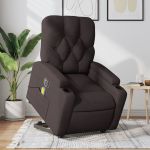Fotoliu electric masaj rabatabil cu ridicare maro închis textil GartenMobel Dekor