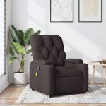 Fotoliu de masaj rabatabil, maro închis, material textil GartenMobel Dekor