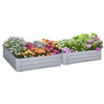 Set 2 paturi/straturi inaltate pentru flori, legume, din otel, gri, 100x100x30 cm GartenVIP DiyLine