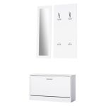 Set mobilier hol, pal, cu pantofar, cuier, oglinda, alb, 3 piese GartenVIP DiyLine