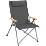 Scaun pliabil gradina, camping, pescuit, material Oxford, cu tetiera, buzunar, spatar reglabil, gri, 74x59.5x98 cm GartenVIP DiyLine