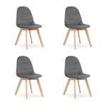 Set 4 scaune bucatarie/living, Artool, Bora, catifea, lemn, gri inchis, 44.5x54x81.5 cm GartenVIP DiyLine