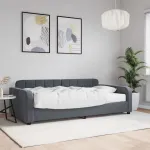 Pat de zi cu saltea, gri închis, 100x200 cm, catifea GartenMobel Dekor