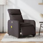 Fotoliu electric de masaj rabatabil, maro închis, textil GartenMobel Dekor