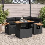Set mobilier de grădină cu perne, 4 piese poliratan/lemn acacia GartenMobel Dekor