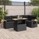 Set mobilier de grădină cu perne, 5 piese,poliratan/lemn acacia GartenMobel Dekor