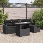 Set mobilier de grădină cu perne, 6 piese, negru, poliratan GartenMobel Dekor