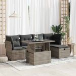Set mobilier grădină cu perne, 6 piese, gri, poliratan GartenMobel Dekor