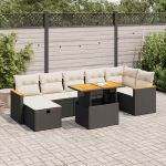 Set mobilier de grădină cu perne, 5 piese, negru, poliratan GartenMobel Dekor
