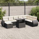Set mobilier de grădină cu perne, 9 piese, negru, poliratan GartenMobel Dekor