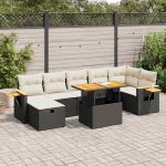 Set mobilier de grădină cu perne, 5 piese, negru, poliratan GartenMobel Dekor