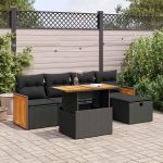 Set mobilier de grădină cu perne, 6 piese, negru, poliratan GartenMobel Dekor