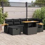 Set mobilier de grădină cu perne, 8 piese, negru, poliratan GartenMobel Dekor
