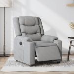Fotoliu rabatabil electric, gri deschis, textil GartenMobel Dekor