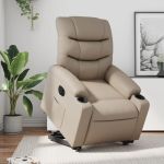 Fotoliu rabatabil electric cu ridicare, cappuccino GartenMobel Dekor