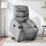 Fotoliu electric rabatabil cu ridicare, gri deschis, textil GartenMobel Dekor