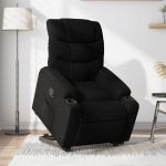 Fotoliu electric rabatabil cu ridicare, negru, textil GartenMobel Dekor