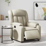Fotoliu rabatabil electric, crem, piele ecologică GartenMobel Dekor