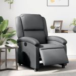 Fotoliu rabatabil electric, gri, piele ecologică GartenMobel Dekor