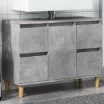 Dulap de chiuvetă, gri beton, 80x33x60 cm, lemn prelucrat GartenMobel Dekor