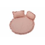 Set covoras impermeabil cu volan + 2 perne SomnArt, din in, Roz Relax KipRoom