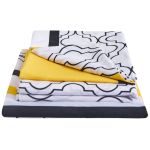 Lenjerie de pat bumbac polycotton, SomnART, pentru pat de 2 persoane XXL (2 fete perne 50x70, cearceaf pat 240x260, cearceaf pilota 220x200), Caliope Relax KipRoom