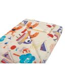 Lenjerie patut bebe, SomnART, cearceaf pat 60x120x10 cu elastic, cearceaf pilota 80x110, perna joasa 20x35, Bufnite Mari Relax KipRoom