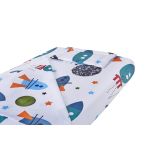 Lenjerie patut bebe, SomnART, cearceaf pat 60x120x10 cu elastic, cearceaf pilota 80x110, perna joasa 20x35, Rachete Relax KipRoom