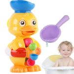 Jucarie de baie ratusca vesela, lopatica apa, ochi rotativi, roata multicolor, 2 ventuze prindere MultiMark GlobalProd