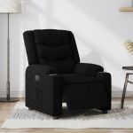 Fotoliu rabatabil electric, negru, material textil GartenMobel Dekor