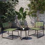 Set bistro gradina 3 componente Brienza negru verde [casa.pro] HausGarden Leisure