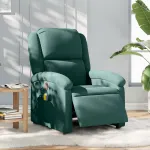 Fotoliu electric de masaj rabatabil, verde închis, catifea GartenMobel Dekor