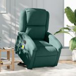 Fotoliu electric masaj rabatabil/ridicare verde închis catifea GartenMobel Dekor
