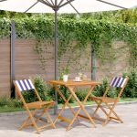 Set mobilier bistro, 3 piese, textil albastru alb/lemn masiv GartenMobel Dekor