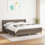 Pat box spring cu saltea, gri taupe, 160x200 cm material textil GartenMobel Dekor