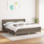 Pat box spring cu saltea, gri taupe, 200x200 cm, textil GartenMobel Dekor
