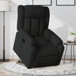 Fotoliu rabatabil cu ridicare pe verticală, negru, textil GartenMobel Dekor