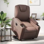 Fotoliu rabatabil electric cu ridicare, maro, piele ecologică GartenMobel Dekor