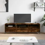 Comodă TV, stejar fumuriu, 150x30x44,5 cm, lemn prelucrat GartenMobel Dekor