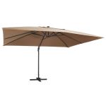 Umbrelă în consolă cu LED, stâlp din aluminiu taupe 400x300 cm GartenMobel Dekor