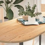 Blat de masă 140x60x2 cm lemn masiv de stejar oval GartenMobel Dekor