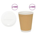 Cești de cafea din hârtie cu capace 1000 buc 12 oz 300 ml GartenMobel Dekor