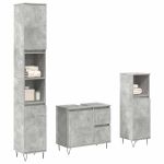 Set mobilier de baie, 3 piese, gri beton, lemn compozit GartenMobel Dekor