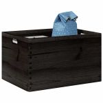 Cutie din lemn cu mânere negru 40x30x23 cm lemn masiv de pin GartenMobel Dekor