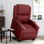 Fotoliu rabatabil cu ridicare, roșu vin, piele ecologică GartenMobel Dekor