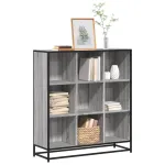 Bibliotecă, gri sonoma, 97,5x33x107,5 cm, lemn prelucrat/metal GartenMobel Dekor