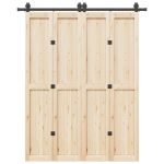 Set feronerie pentru ușă glisantă, negru, 183 cm, oțel GartenMobel Dekor