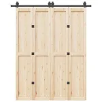 Set feronerie pentru ușă glisantă, negru, 183 cm, oțel GartenMobel Dekor