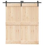 Set feronerie pentru uși glisante, negru, 200 cm, oțel GartenMobel Dekor